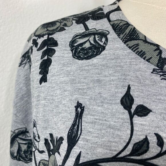LuLaRoe Jersey Knit Black Rose Floral Gray T Shirt Dress XL Boho Whimsy Goth - Picture 3 of 10